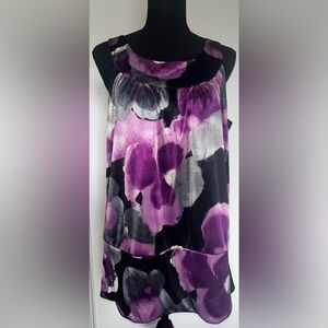 Studio Purple and Black Sleeveless Blouse Relaxed Fit